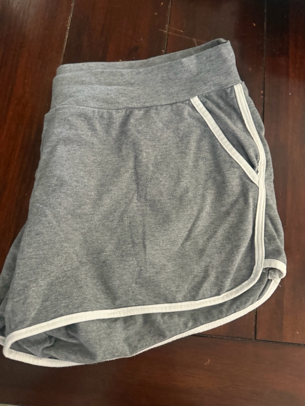 Women's Gray Athletic Shorts with White Trim